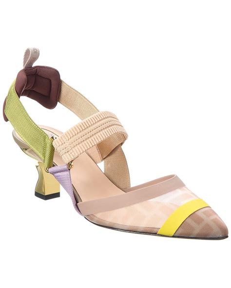 fendi metallic leather 55mm slingback pump|fendi pumps saks.